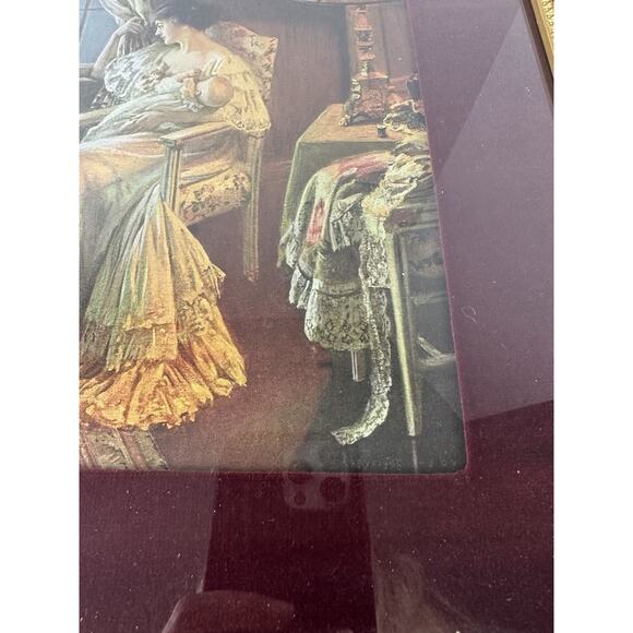 Beautiful Antique Victorian Print Showing Mother & Child on Back, Original Frame - Picture 5 of 9